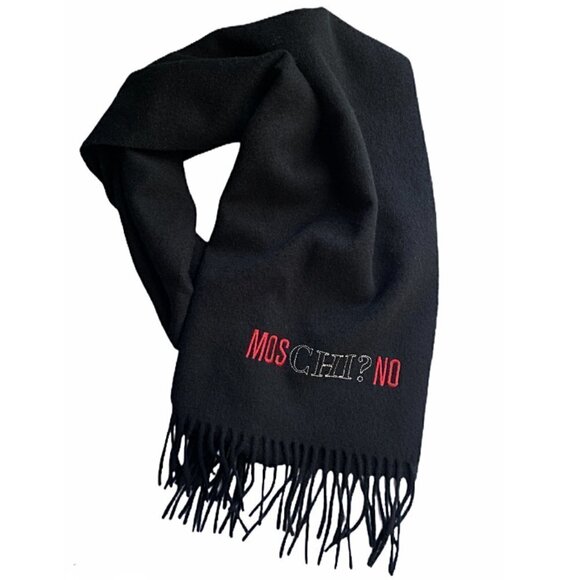 Moschino Men's Merino Wool Fringe Scarf Black NWOT - Picture 1 of 5